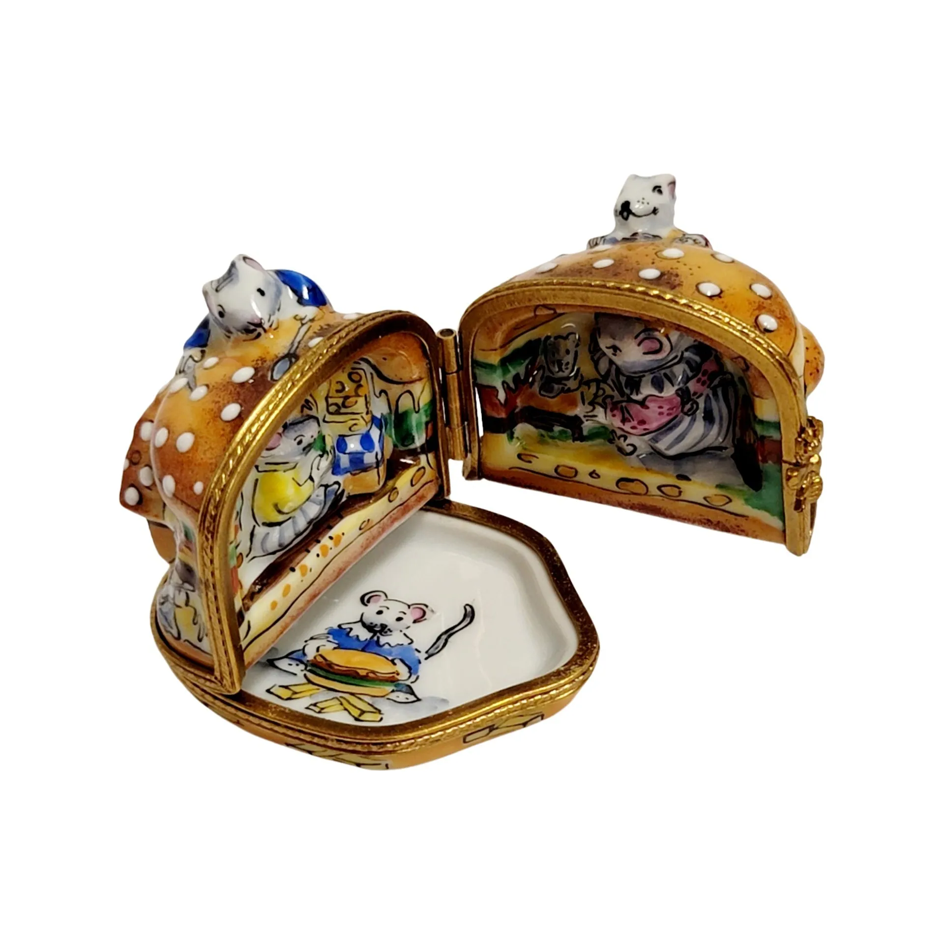 3 Hinged Mice House Eating Cheeseburger Rare