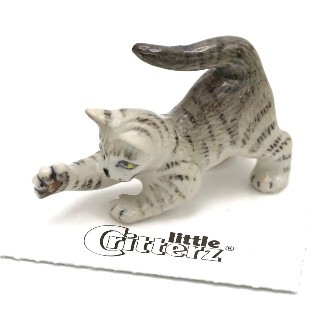 Cat - Grey Tabby Kitten"Lily" - miniature porcelain figurine