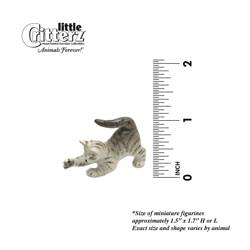 Cat - Grey Tabby Kitten"Lily" - miniature porcelain figurine