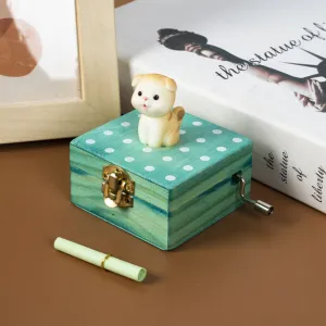 Cute Cat Music Box | Hand Crank Music Box