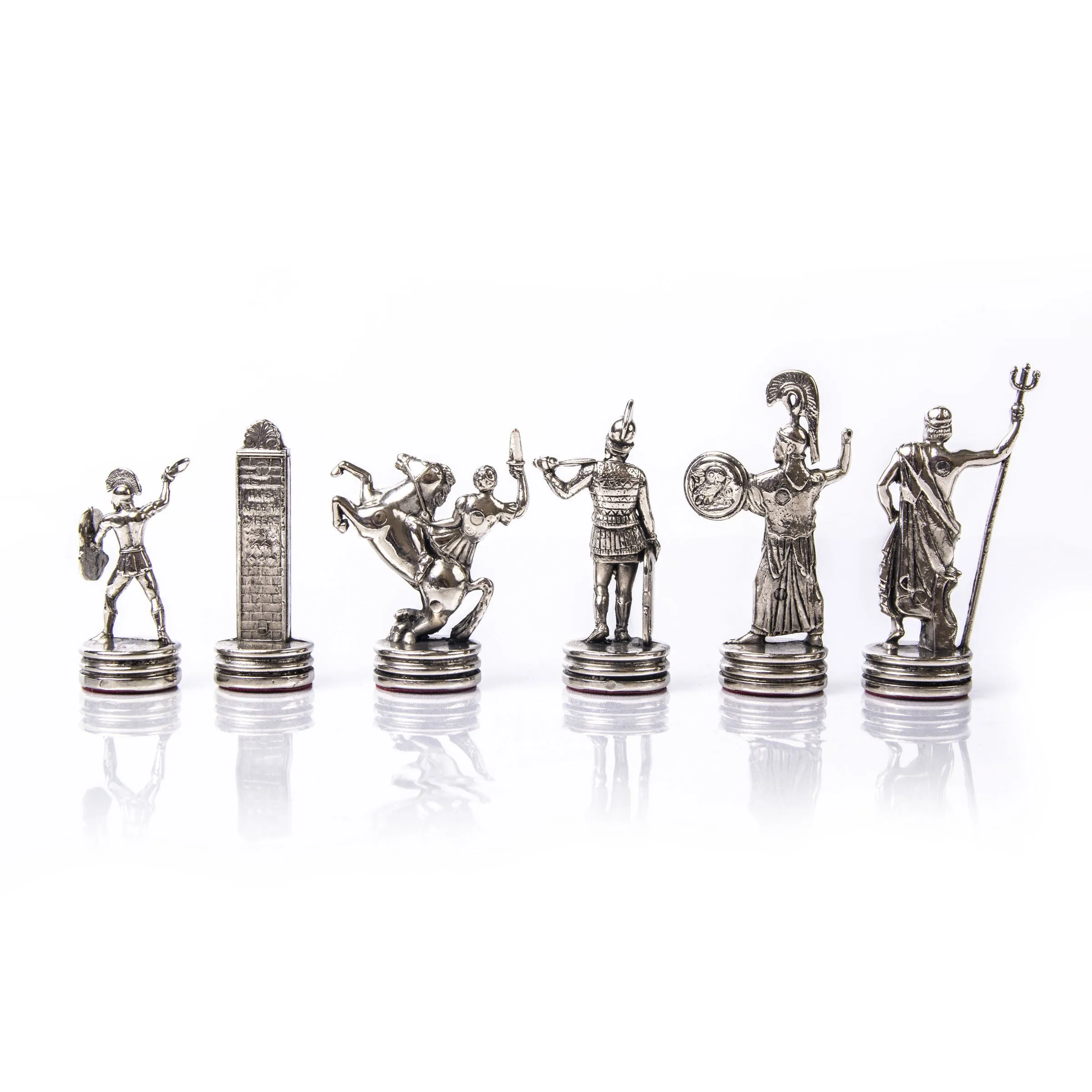Handcrafted Metallic Chessmen Set - Greek Mythology (Medium)