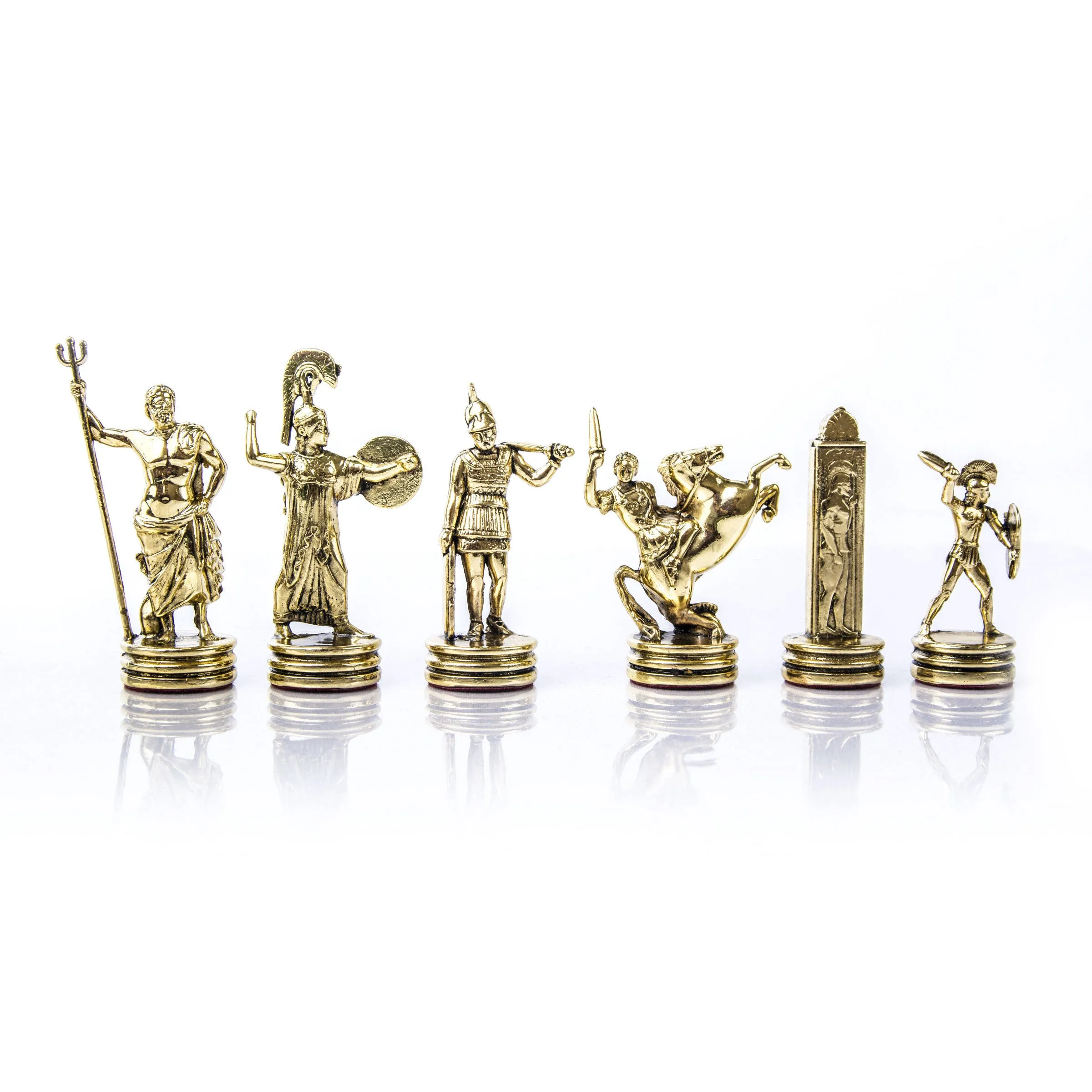 Handcrafted Metallic Chessmen Set - Greek Mythology (Medium)
