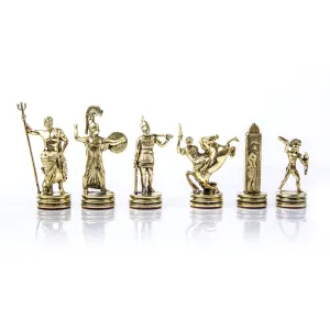Handcrafted Metallic Chessmen Set - Greek Mythology (Medium)
