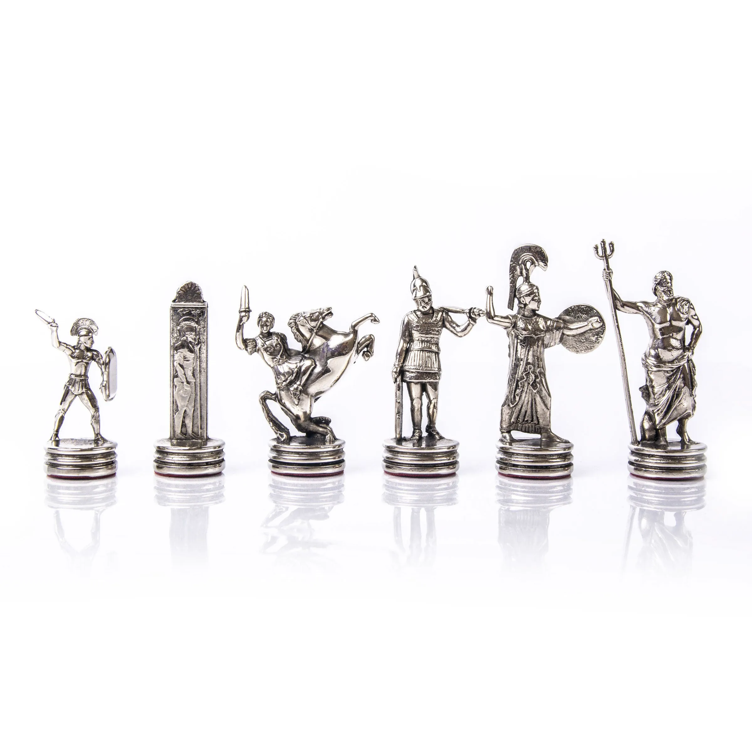 Handcrafted Metallic Chessmen Set - Greek Mythology (Medium)