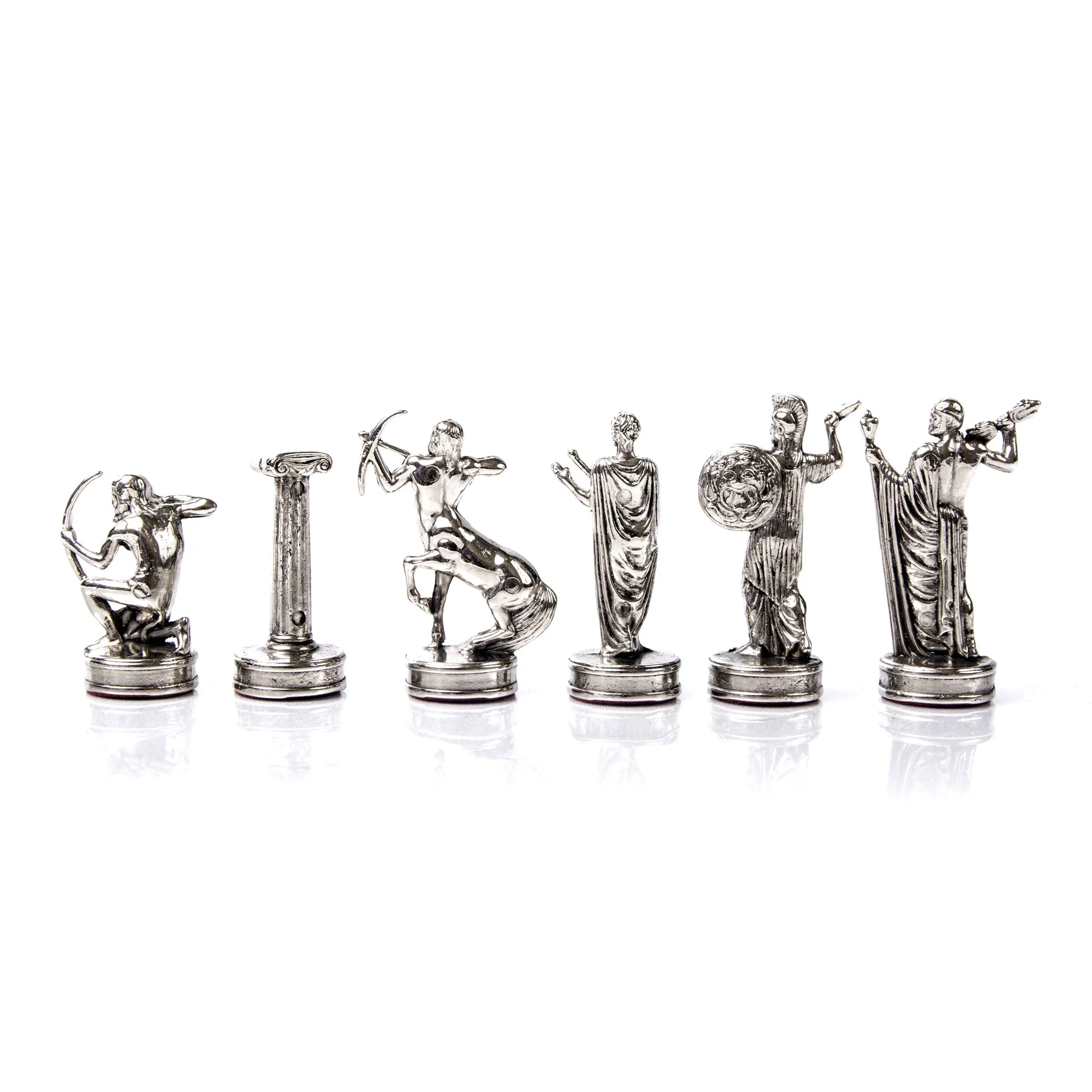 Handcrafted Metallic Chessmen set - Labours of Hercules (Medium)