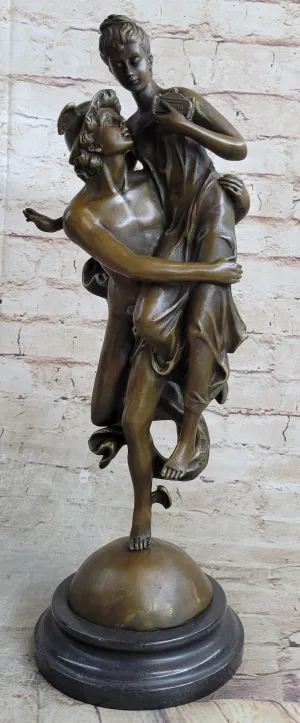 Hermes Flying Mercury and Pandora Bronze Sculpture Statue Figurine by Brousse