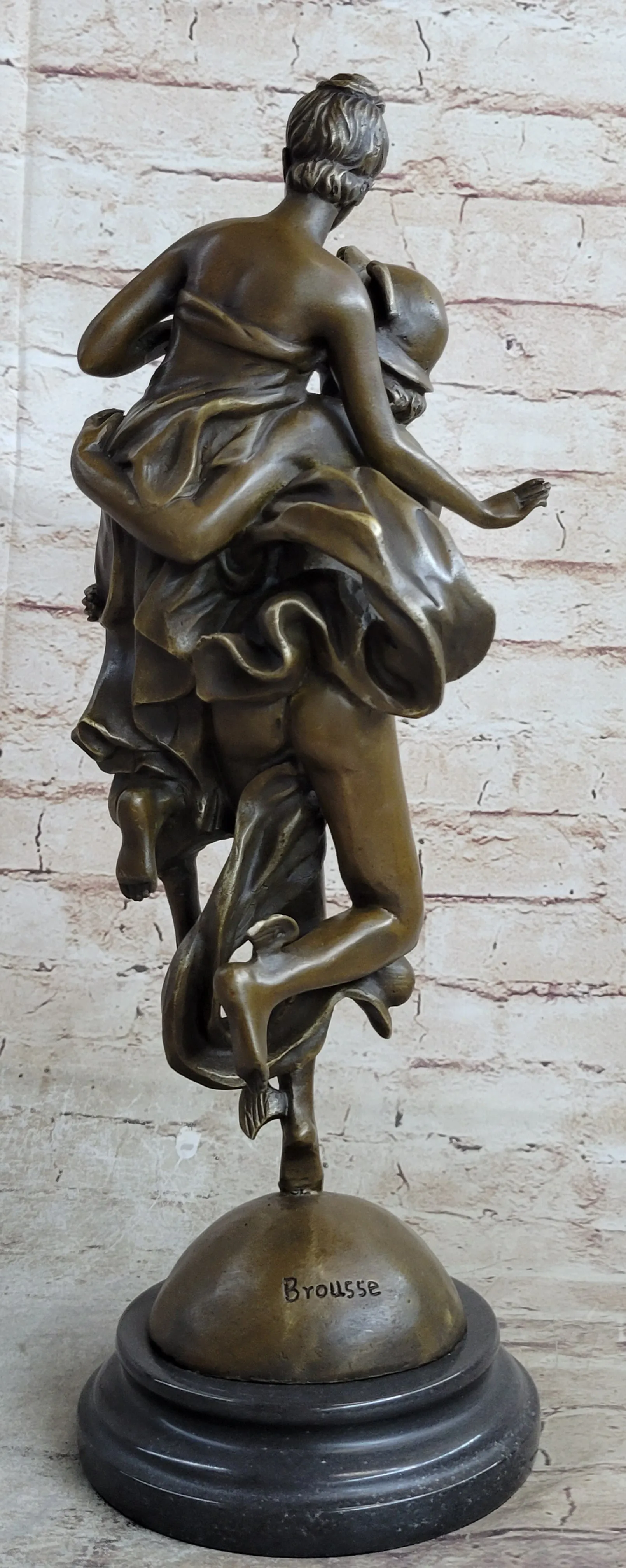 Hermes Flying Mercury and Pandora Bronze Sculpture Statue Figurine by Brousse