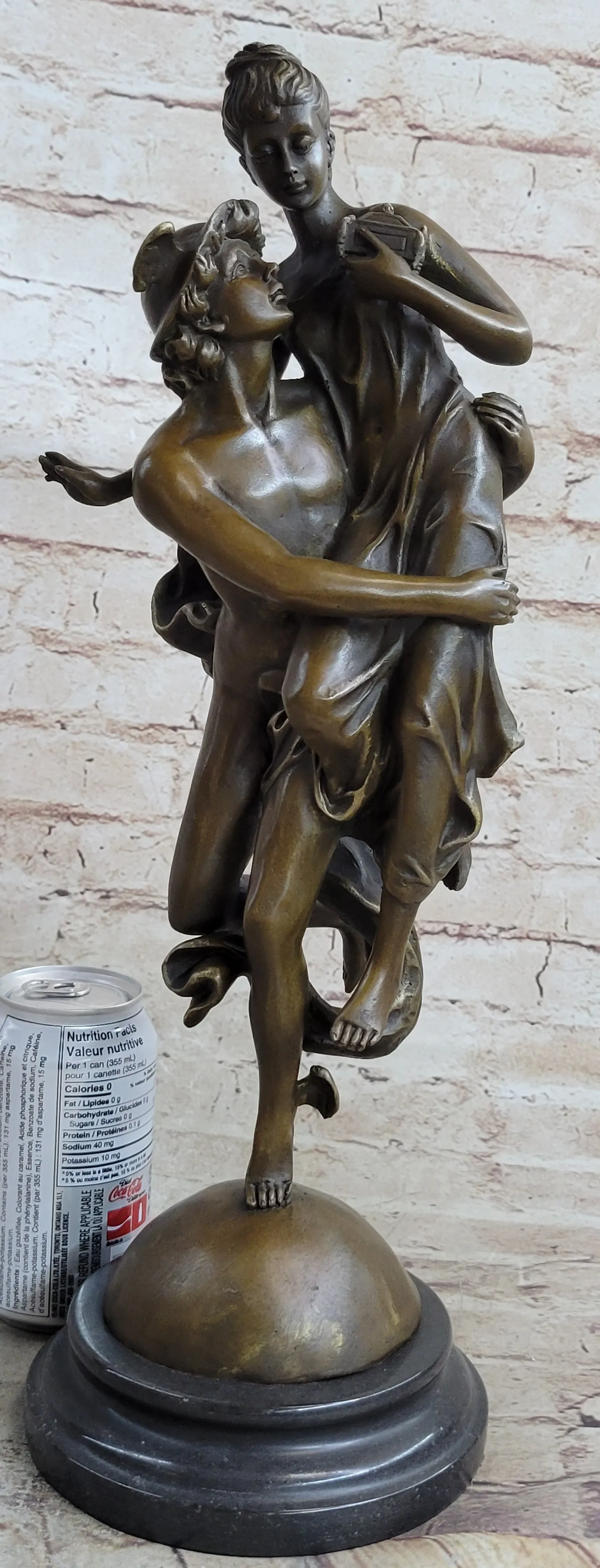 Hermes Flying Mercury and Pandora Bronze Sculpture Statue Figurine by Brousse
