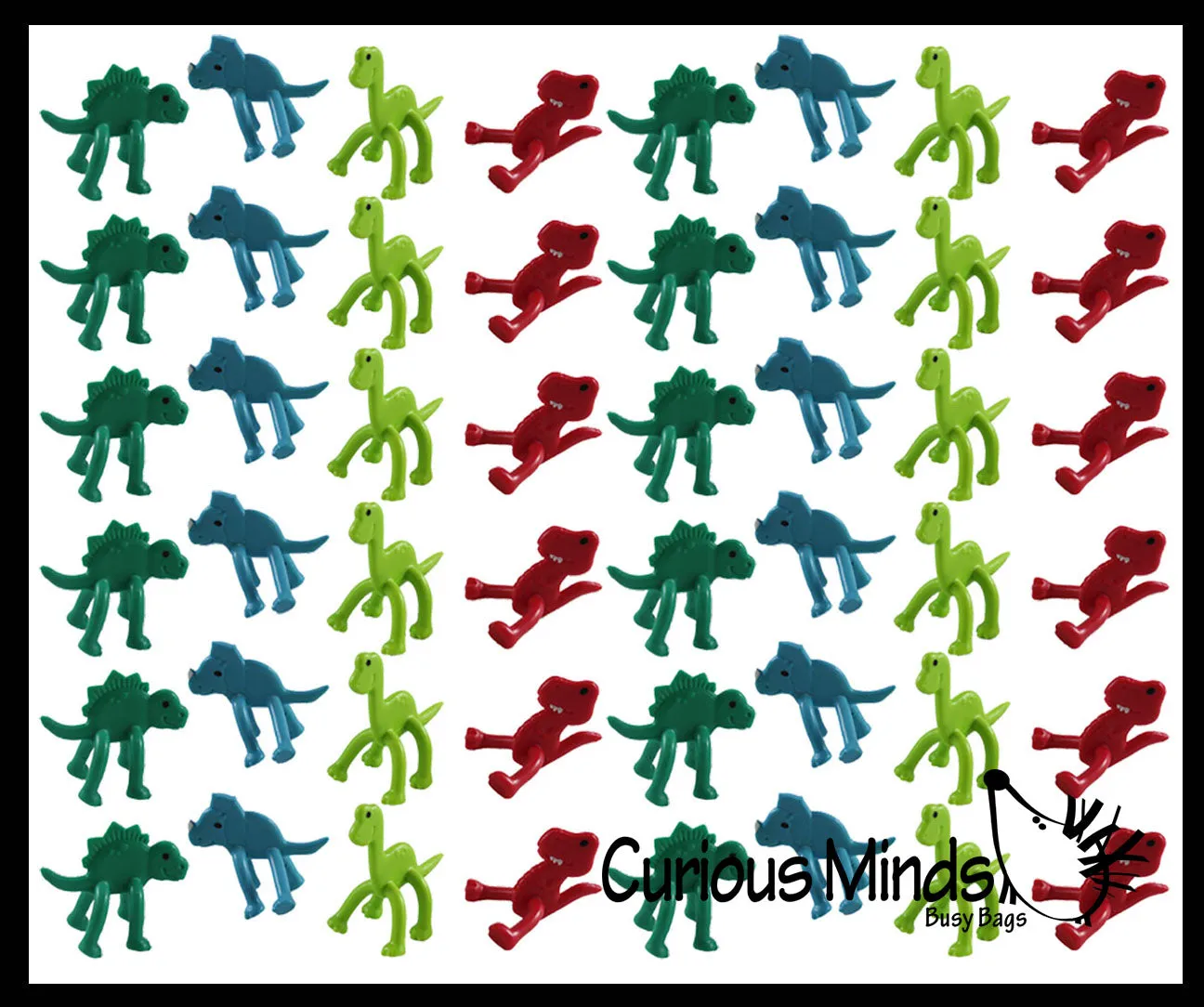 LAST CHANCE - LIMITED STOCK - SALE  - Tiny Dinosaur Bendable Fidget Toys - Cute Mini Dino Animal Figurines - Party Favors, Prizes, Egg Fillers