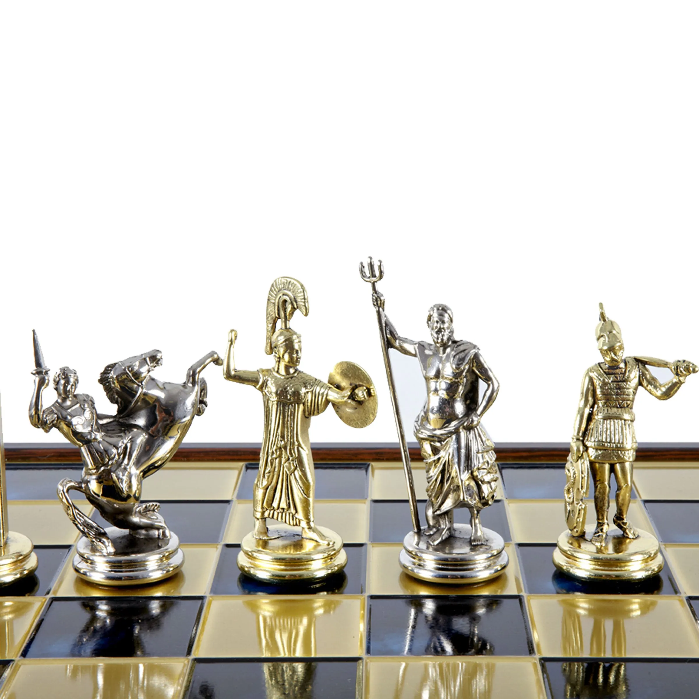 Luxury Greek Mythology Chess Set in Wooden Box with Gold & Silver Chessmen on Bronze Chessboard – 48x48cm (Extra Large)