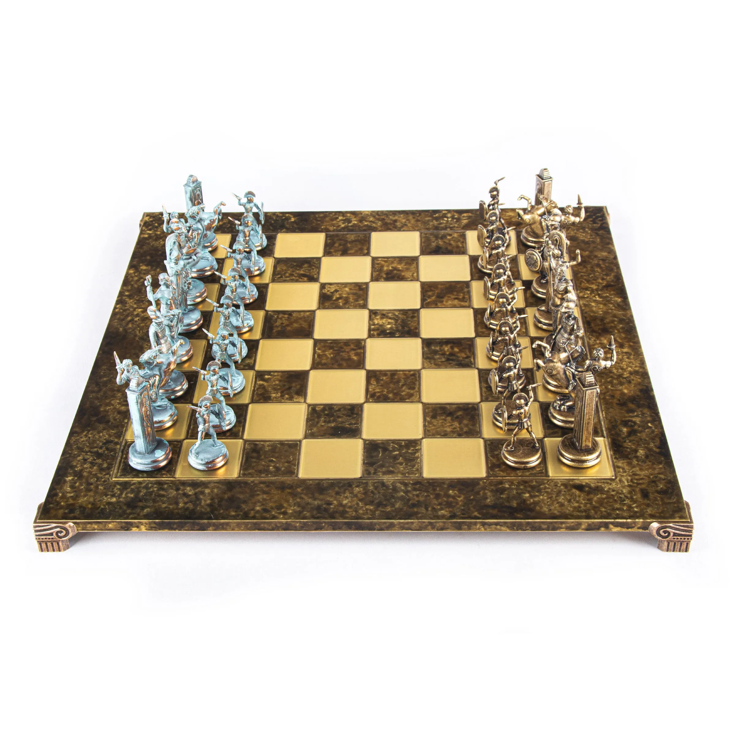 Luxury Handcrafted Greek Mythology Chess Set – Blue & Bronze (Extra Large)