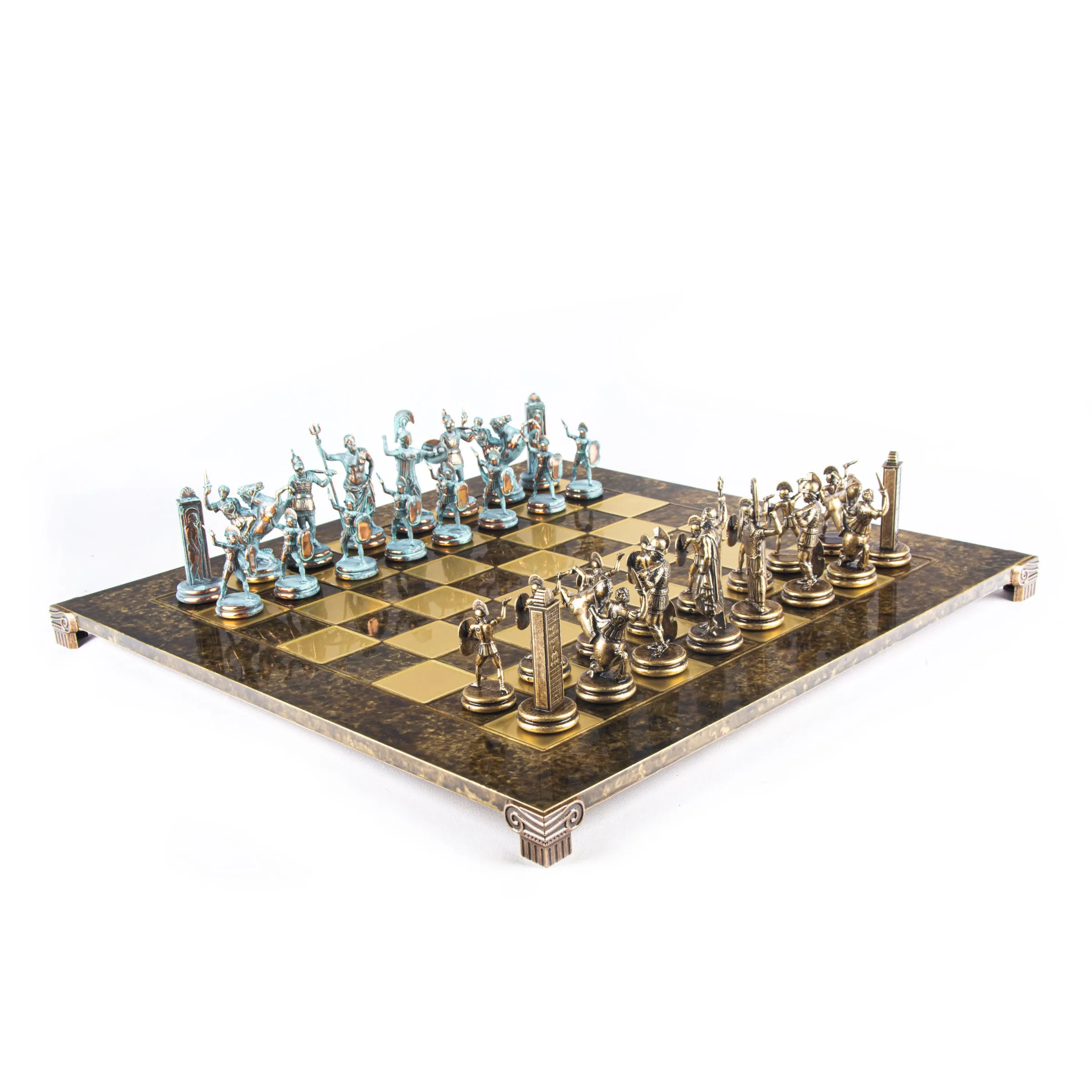 Luxury Handcrafted Greek Mythology Chess Set – Blue & Bronze (Extra Large)