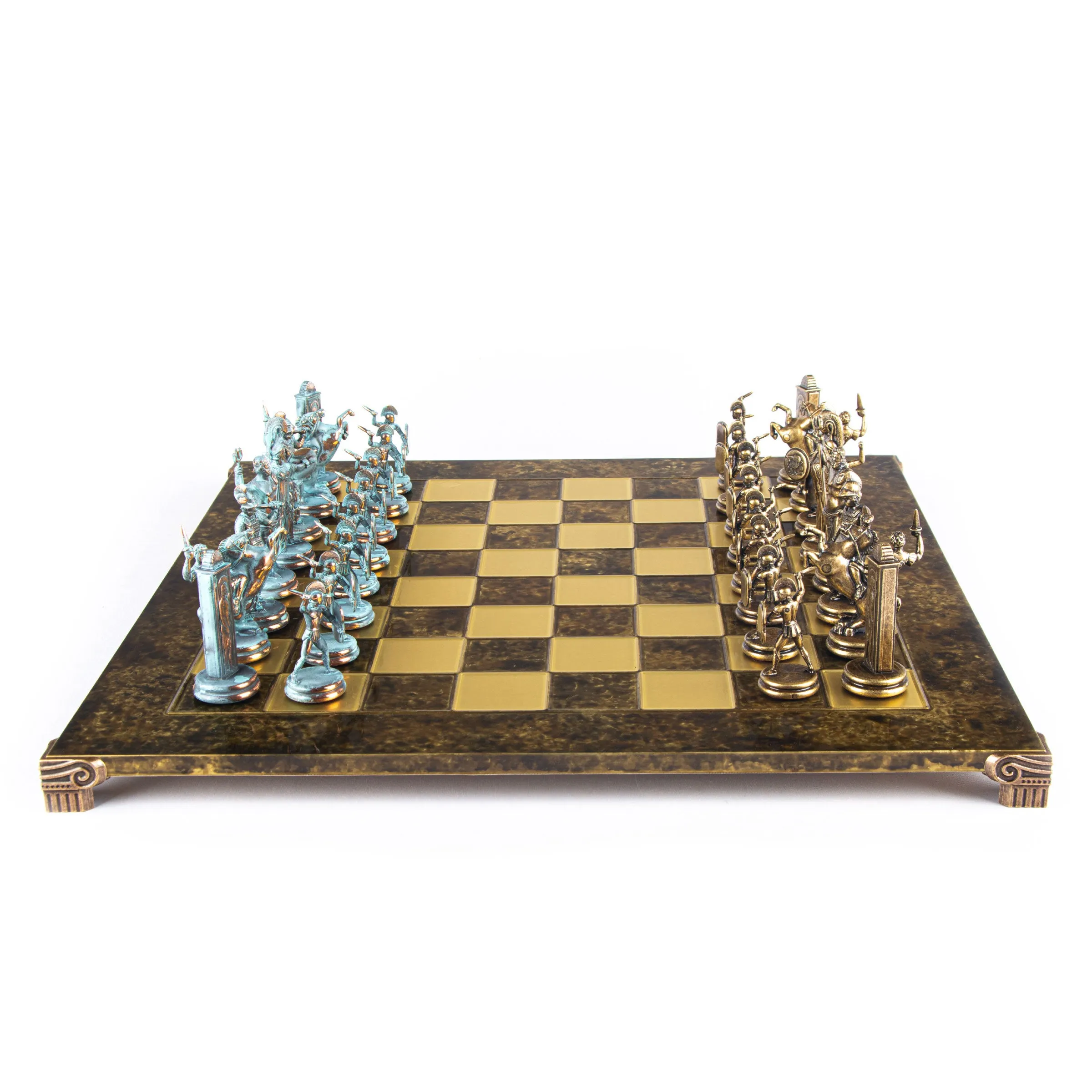 Luxury Handcrafted Greek Mythology Chess Set – Blue & Bronze (Extra Large)