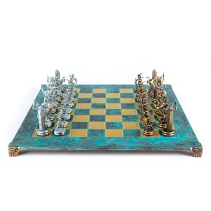 Luxury Handcrafted Greek Mythology Chess Set – Blue & Bronze (Extra Large)