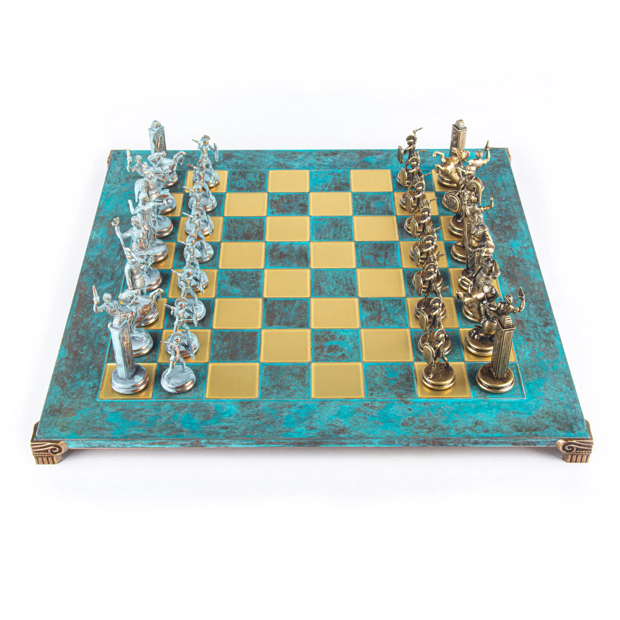 Luxury Handcrafted Greek Mythology Chess Set – Blue & Bronze (Extra Large)