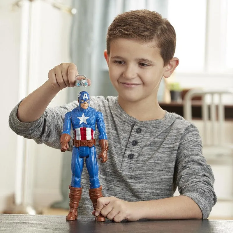 Marvel Avengers Titan Hero Series Blast Gear Captain America, 12-Inch Toy, Launcher, Projectile