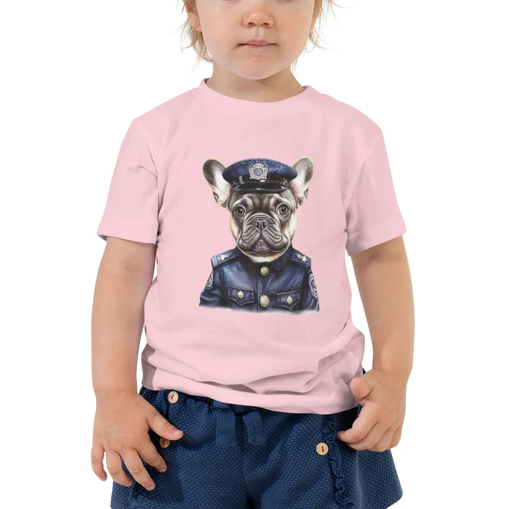 Policeman Frenchie Toddler Staple Tee - Courageous and Comfortable Choice for Little Protectors