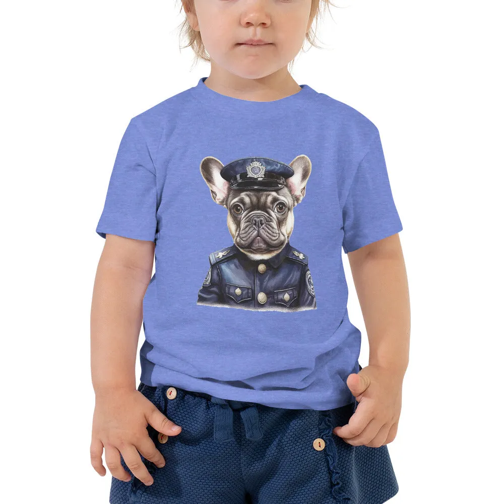 Policeman Frenchie Toddler Staple Tee - Courageous and Comfortable Choice for Little Protectors