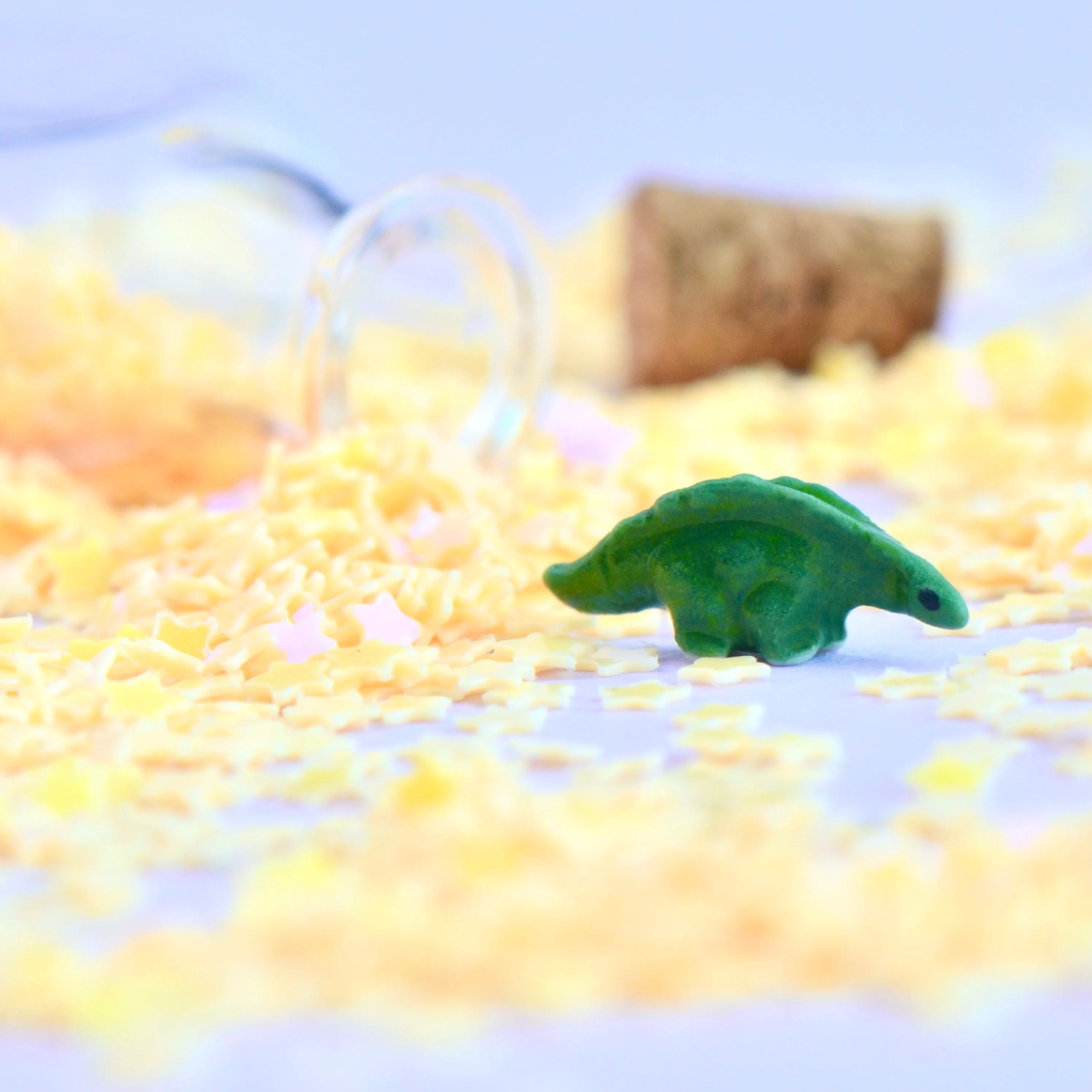 Tiny Green Stegosaurs Figurine Wish Bottle
