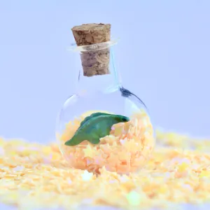 Tiny Green Stegosaurs Figurine Wish Bottle